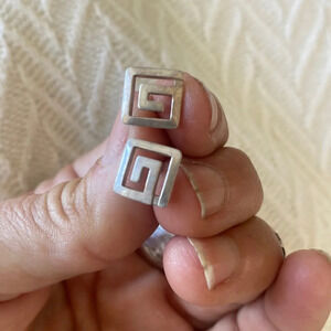 Sterling silver stud post geometric square earrings